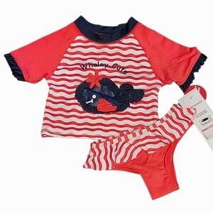 NWT WIPPETTE Swim Whaley Cute Kids Swim Set - Red and Blue